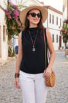 Slim Fit Dik Yaka Omuz Büzgülü Kadın Bluz 6527836 SİYAH