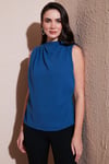 Slim Fit Dik Yaka Omuz Büzgülü Kadın Bluz 6527836 İNDİGO