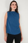 Slim Fit Dik Yaka Omuz Büzgülü Kadın Bluz 6527836 İNDİGO