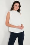 Slim Fit Dik Yaka Omuz Büzgülü Kadın Bluz 6527836 BEYAZ