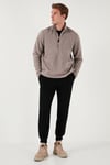 Slim Fit Dik Yaka Soğuk Geçirmez Kışlık Şardonlu Erkek Polar 5906053 VİZON