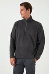 Slim Fit Dik Yaka Soğuk Geçirmez Kışlık Şardonlu Erkek Polar 5906053 ANTRASİT