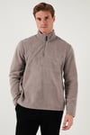 Slim Fit Dik Yaka Soğuk Geçirmez Kışlık Şardonlu Erkek Polar 5906053 VİZON