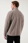 Slim Fit Dik Yaka Soğuk Geçirmez Kışlık Şardonlu Erkek Polar 5906053 VİZON