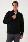 Slim Fit Dik Yaka Soğuk Geçirmez Kışlık Şardonlu Erkek Polar 5906053 SİYAH