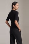 Slim Fit Düğmeli Polo Yaka Fitilli Kadın Bluz 26K0149K1 SİYAH