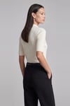 Slim Fit Düğmeli Polo Yaka Fitilli Kadın Bluz 26K0149K1 EKRU