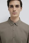 Slim Fit Düğmeli  Yaka Erkek Gömlek 0211192-83866 VİZON