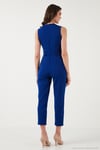 Slim Fit Düz Paça Kruvaze Yaka Kemerli Kadın Tulum 6783626 SAKS