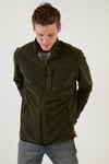 Slim Fit Fermuarlı Cepli Dik Yaka Soğuk Geçirmez Polar Erkek Hırka 5906028 HAKİ