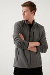 Slim Fit Fermuarlı Cepli Dik Yaka Soğuk Geçirmez Polar Erkek Hırka 5906028 GRİ
