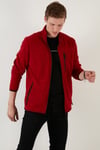 Slim Fit Fermuarlı Cepli Dik Yaka Soğuk Geçirmez Polar Erkek Hırka 5906028 BORDO
