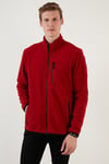 Slim Fit Fermuarlı Cepli Dik Yaka Soğuk Geçirmez Polar Erkek Hırka 5906028 BORDO