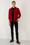 Slim Fit Fermuarlı Cepli Dik Yaka Soğuk Geçirmez Polar Erkek Hırka 5906028 BORDO