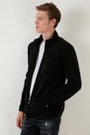 Slim Fit Fermuarlı Cepli Dik Yaka Soğuk Geçirmez Polar Erkek Hırka 5906028 SİYAH