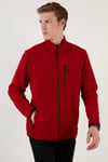Slim Fit Fermuarlı Cepli Dik Yaka Soğuk Geçirmez Polar Erkek Hırka 5906028 BORDO