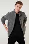 Slim Fit Fermuarlı Cepli Dik Yaka Soğuk Geçirmez Polar Erkek Hırka 5906028 GRİ