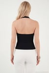 Slim Fit Halter Yaka Sırt Dekolteli İkili Paket Kadın Bluz 5866664 SİYAH-BEYAZ