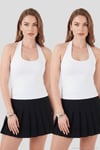 Slim Fit Halter Yaka Sırt Dekolteli İkili Paket Kadın Bluz 5866664 BEYAZ-BEYAZ