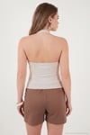 Slim Fit Halter Yaka Sırt Dekolteli İkili Paket Kadın Bluz 5866664 TAŞ-KAHVE