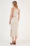 Slim Fit İp Askılı Yırtmaçlı Kadın Takım 5865278 TAŞ