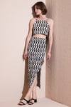 Slim Fit İp Askılı Yırtmaçlı Kadın Takım 5865278 SİYAH-BEYAZ