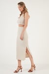 Slim Fit İp Askılı Yırtmaçlı Kadın Takım 5865278 TAŞ