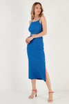 Slim Fit İp Askılı Yırtmaçlı Kadın Takım 5865278 SAKS