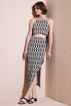 Slim Fit İp Askılı Yırtmaçlı Kadın Takım 5865278 SİYAH-BEYAZ