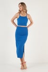Slim Fit İp Askılı Yırtmaçlı Kadın Takım 5865278 SAKS