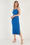 Slim Fit İp Askılı Yırtmaçlı Kadın Takım 5865278 SAKS