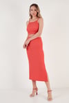 Slim Fit İp Askılı Yırtmaçlı Kadın Takım 5865278 NAR ÇİÇEĞİ