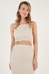 Slim Fit İp Askılı Yırtmaçlı Kadın Takım 5865278 TAŞ