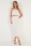 Slim Fit İp Askılı Yırtmaçlı Kadın Takım 5865278 EKRU