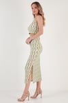 Slim Fit İp Askılı Yırtmaçlı Kadın Takım 5865278 YEŞİL-BEYAZ