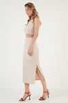 Slim Fit İp Askılı Yırtmaçlı Kadın Takım 5865278 TAŞ