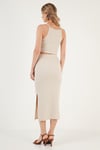 Slim Fit İp Askılı Yırtmaçlı Kadın Takım 5865278 TAŞ