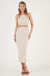 Slim Fit İp Askılı Yırtmaçlı Kadın Takım 5865278 TAŞ