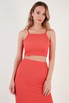 Slim Fit İp Askılı Yırtmaçlı Kadın Takım 5865278 NAR ÇİÇEĞİ