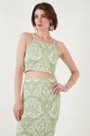 Slim Fit İp Askılı Yırtmaçlı Midi Alt-Üst Kadın Takım 5869021 Olive