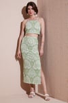Slim Fit İp Askılı Yırtmaçlı Midi Alt-Üst Kadın Takım 5869021 Olive