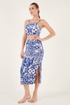 Slim Fit İp Askılı Yırtmaçlı Midi Alt-Üst Kadın Takım 5865726 SAKS