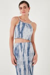 Slim Fit İp Askılı Yırtmaçlı Midi Alt-Üst Kadın Takım 5869021 İNDİGO
