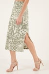 Slim Fit İp Askılı Yırtmaçlı Midi Alt-Üst Kadın Takım 5865726 Olive