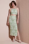 Slim Fit İp Askılı Yırtmaçlı Midi Alt-Üst Kadın Takım 5869021 Olive