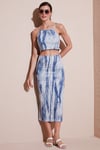 Slim Fit İp Askılı Yırtmaçlı Midi Alt-Üst Kadın Takım 5869021 İNDİGO
