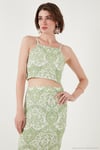Slim Fit İp Askılı Yırtmaçlı Midi Alt-Üst Kadın Takım 5869021 Olive
