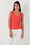 Slim Fit Kalın Askılı Dantelli Kare Yaka Bürümcük Kadın Atlet 5864979 NAR ÇİÇEĞİ