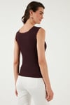 Slim Fit Kalın Askılı Dantelli Kare Yaka Bürümcük Kadın Atlet 5864979 VİŞNE