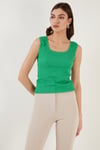 Slim Fit Kalın Askılı Dantelli Kare Yaka Bürümcük Kadın Atlet 5864979 BENETTON